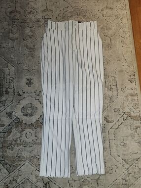 Navy Pinstripe Baseball Pants, Adjustable Length